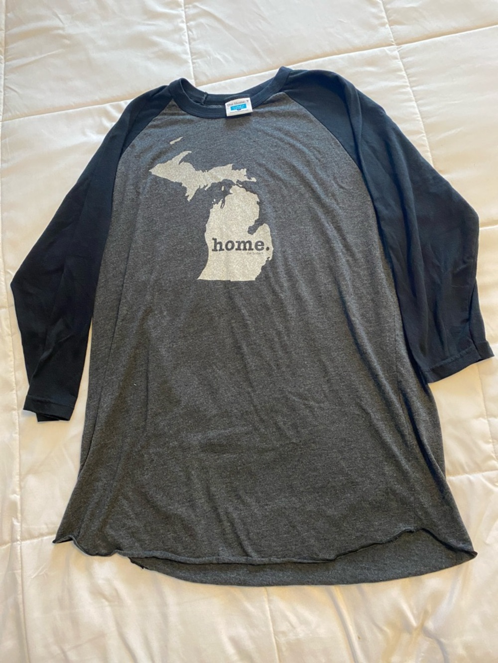 Michigan "home." Raglan Tee - Charcoal & Black